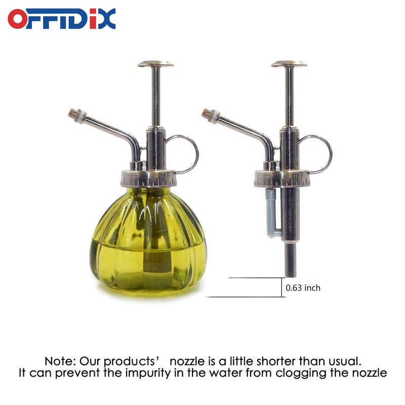 OFFIDIX Plant Mister,Glass Spray Bottle Small Watering Can Indoor 6.3" Tall Vintage Pumpkin Style Plastic Top Pump One Hand Mister Spray Bottle for Indoor Potted Plants (Olive Green) - Image 3